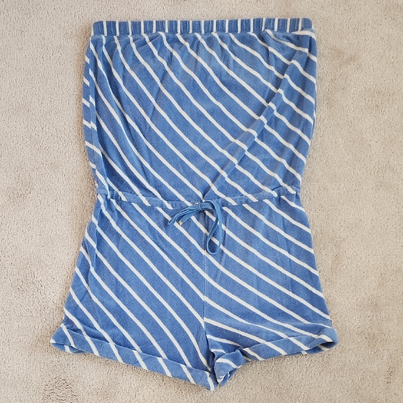 Juicy Couture Pants - Juicy Couture VINTAGE Blue and White Striped Romper Y2K WORN 3 TIMES!